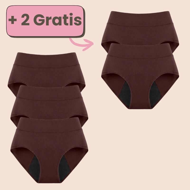 Sparangebot: 3+2 gratis Periodenunterwäsche mit hoher Taille in Cocoa – Nachhaltiger Schutz für deine Periode