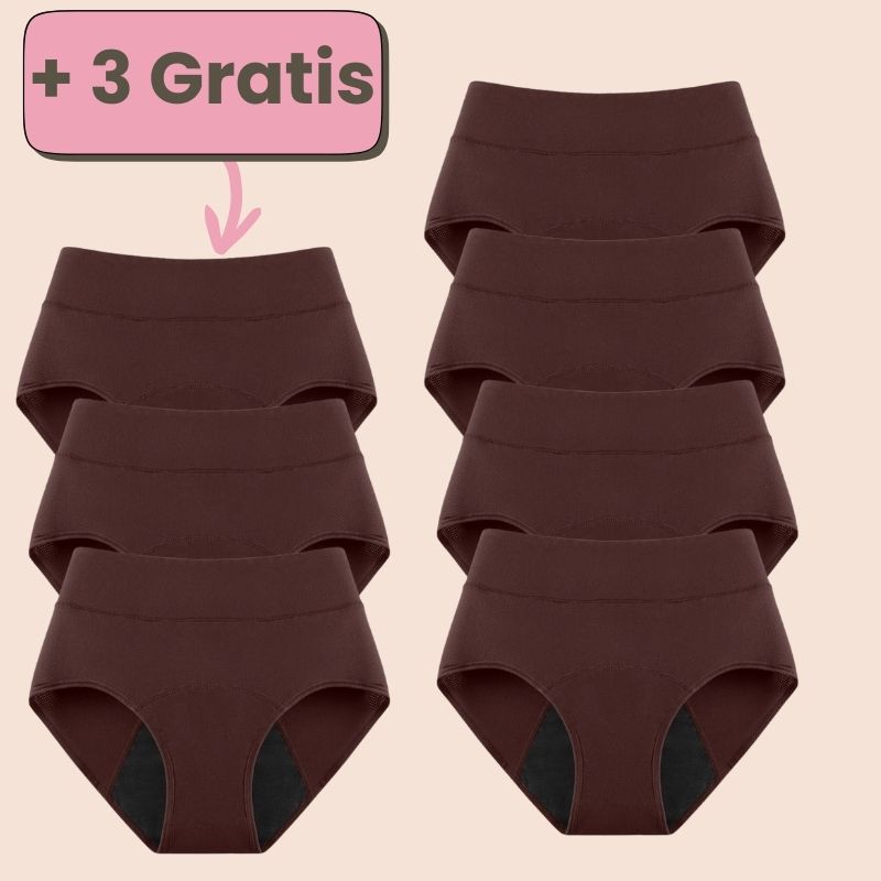 Sparangebot: 4+3 gratis Periodenunterwäsche mit hoher Taille in Cocoa – Nachhaltiger Schutz für deine Periode