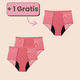 Sparangebot: 2+1 gratis Periodenunterwäsche mit hoher Taille in Rosa – Komfortabler und sicherer Schutz während deiner Periode.