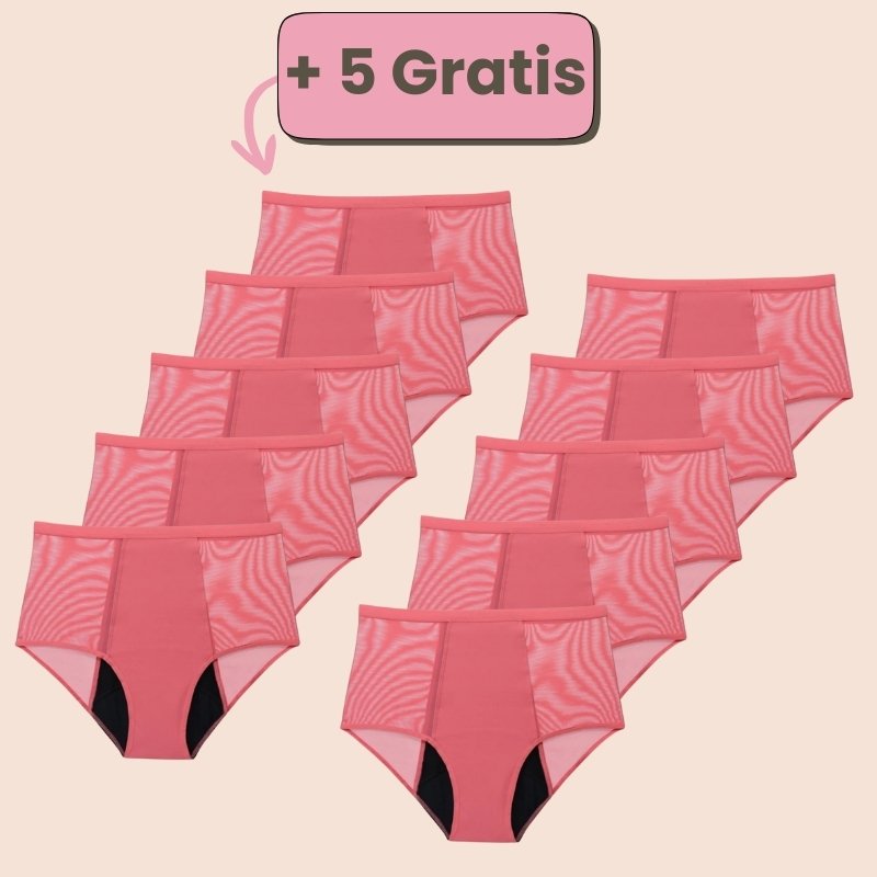 Sparangebot: 5+5 gratis Periodenunterwäsche mit hoher Taille in Rosa – Komfortabler und sicherer Schutz während deiner Periode.