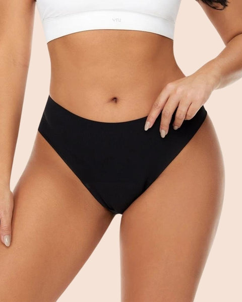 Periodenunterwäsche mit hoher Taille in Schwarz – Elegante und auslaufsichere Menstruationsunterwäsche für optimalen Komfort