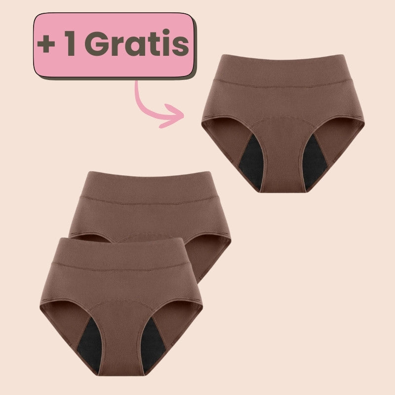 Sparangebot: 2+1 gratis Periodenunterwäsche mit hoher Taille in Taupe – Nachhaltiger Schutz für deine Periode