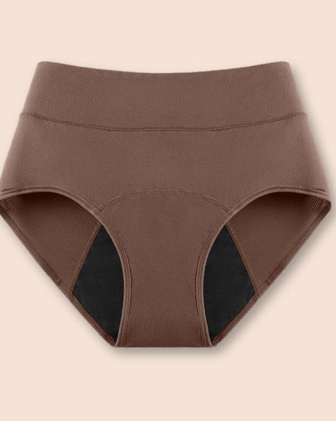 Periodenunterwäsche mit hoher Taille in Taupe – Auslaufsichere und bequeme Menstruationsunterwäsche für den Alltag