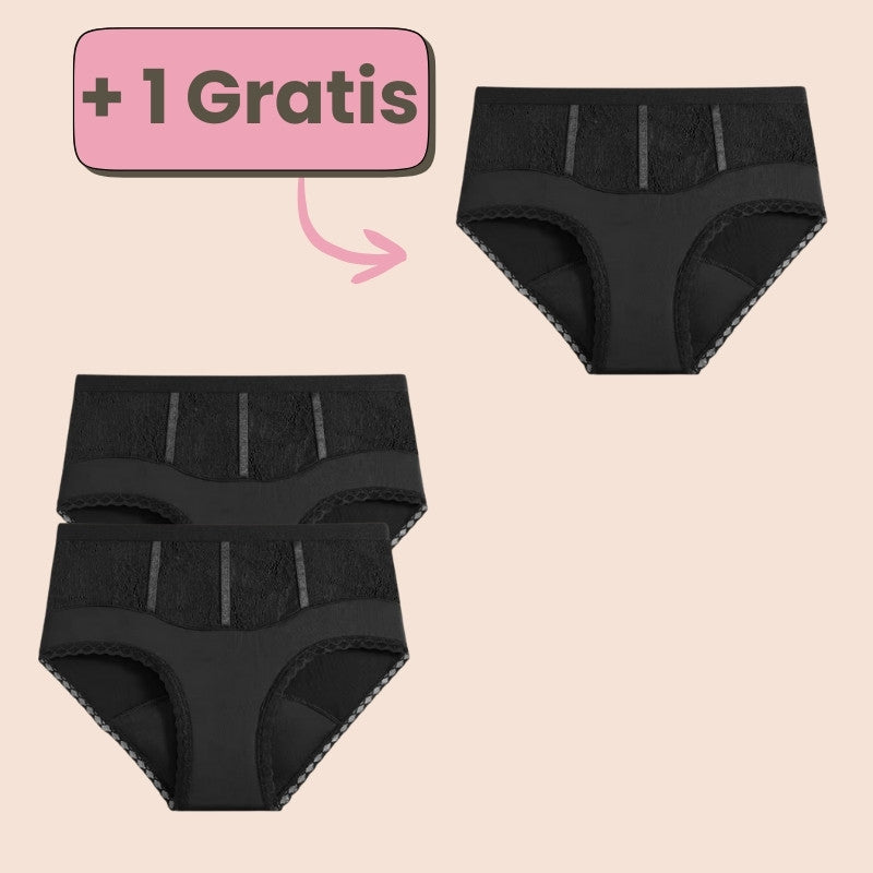 Periodenunterwäsche High Waist mit Spitze – Angebot 2+1 Gratis, schwarz