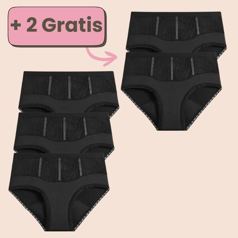 Periodenunterwäsche High Waist mit Spitze – Angebot 3+2 Gratis, schwarz