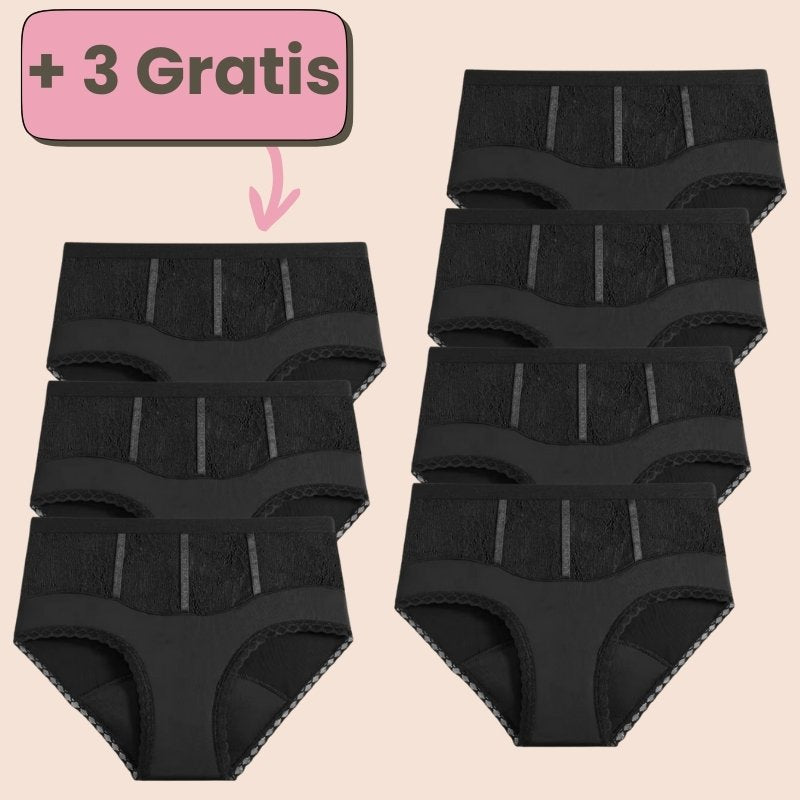 Periodenunterwäsche High Waist mit Spitze – Angebot 4+3 Gratis, schwarz