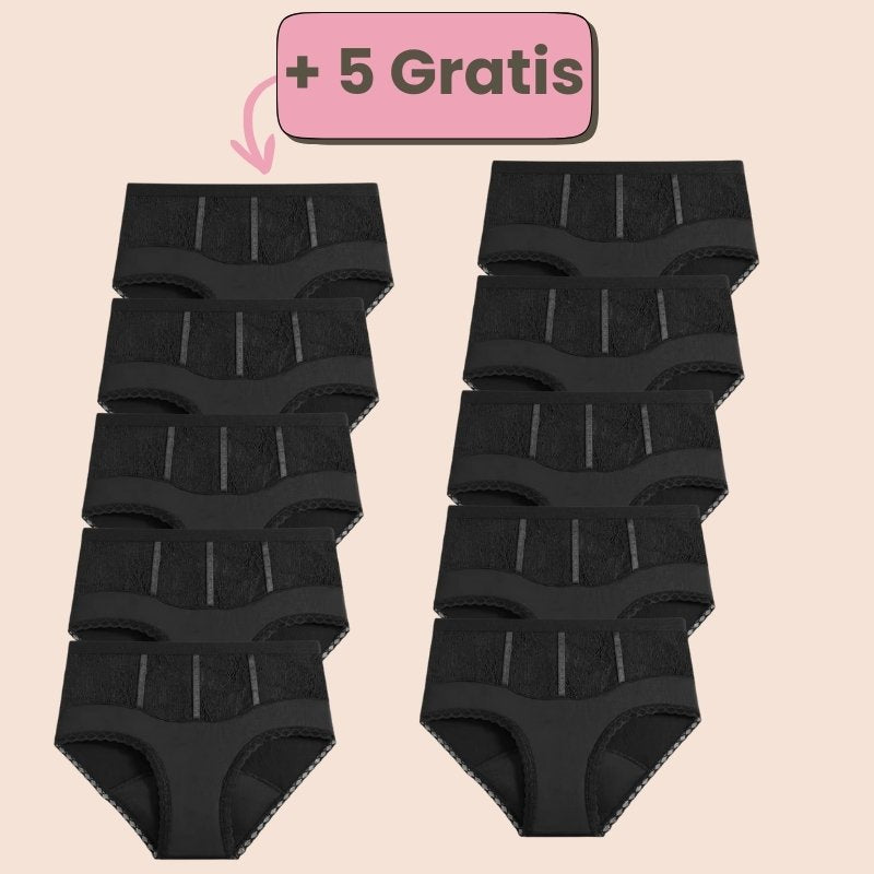 Periodenunterwäsche High Waist mit Spitze – Angebot 5+5 Gratis, schwarz