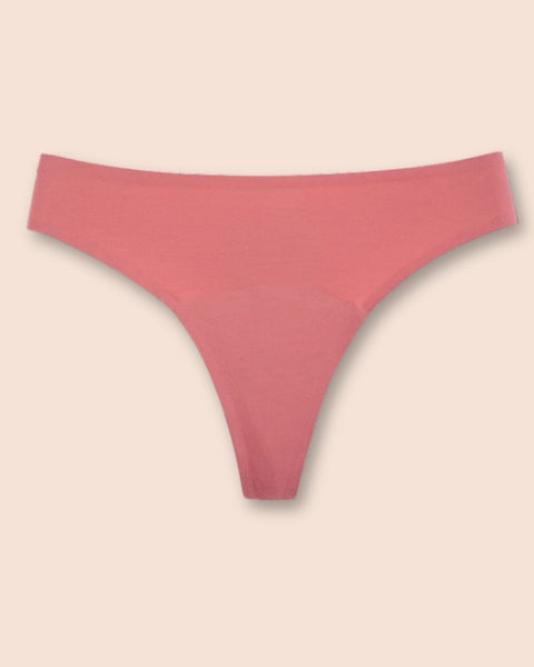 Produktansicht einer Periodenunterwäsche Tanga in Rosa, feminin und elegant.